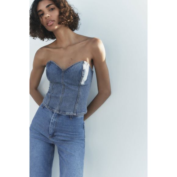 denim top zara